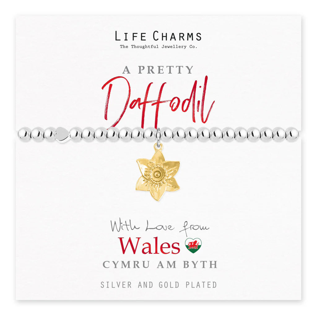 Life Charms "With Love From Wales - Daffodil" Welsh Bracelet